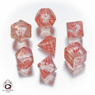 Set of Elvish Dice Translucent & Red