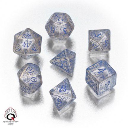 Set of Elvish Dice Translucent & Blue