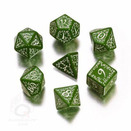 Set of Elvish Dice Green & White