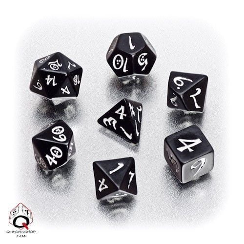 Set of Classic RPG Dice Black / White