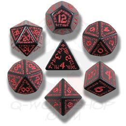 Set of Elvish Dice Black / Red