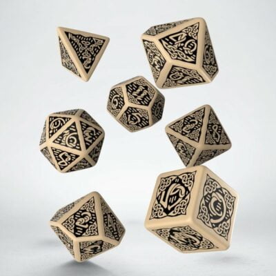 Set of Celtic 3D Dice Beige & Black