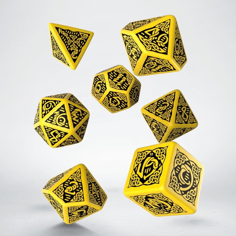 Set of Celtic 3D Dice Yellow & Black