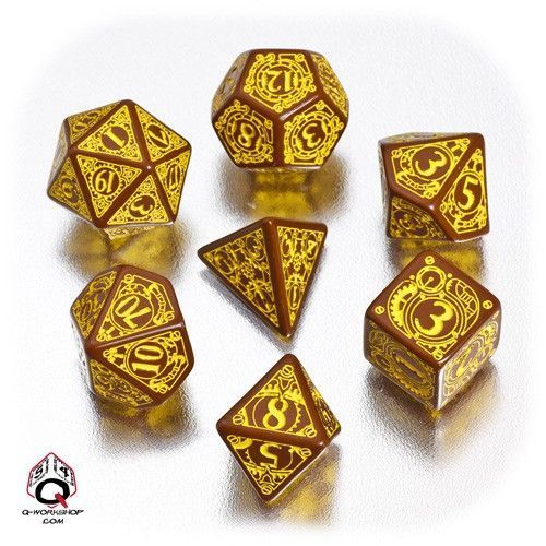 Set of Steampunk Dice Brown / Yellow