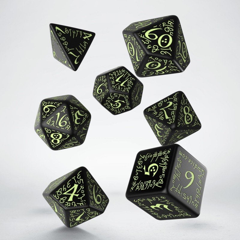 Elvish Black & Glow-in-the-dark Dice Set (7)