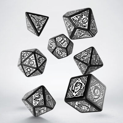 Celtic 3D Revised Black & White Dice Set (7)