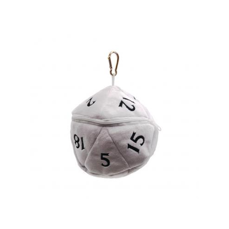 D20 Plush Dice Bag - White