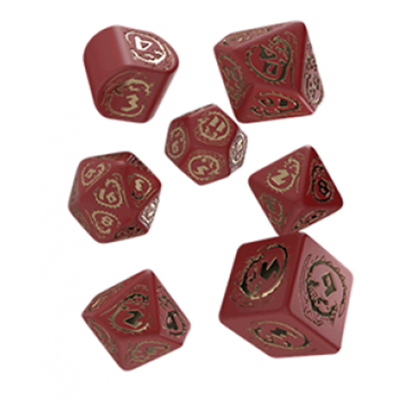 Dragons Modern Dice Set Red & gold (7)