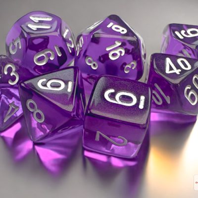 Translucent Mini-hedral™ Purple/white 7-Die Set