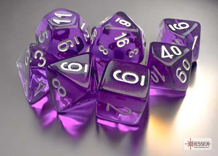 Translucent Mini-hedral™ Purple/white 7-Die Set