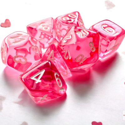 Translucent Mini-hedral™ Pink/white 7-Die Set