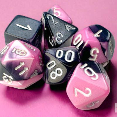 Gemini® Mini-hedral™ Black-Pink/white 7-Die Set