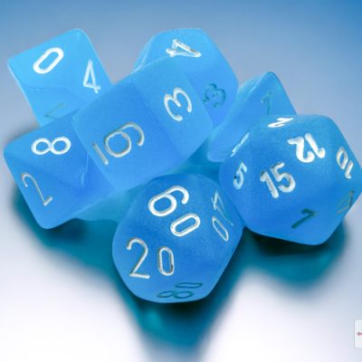 Frosted™ Mini-hedral™ Caribbean Blue™/white 7-Die Set