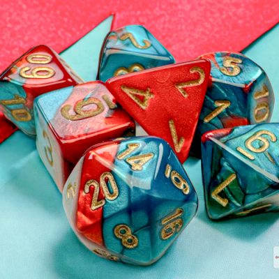 Gemini® Mini-hedral™ Red-Teal/gold 7-Die Set